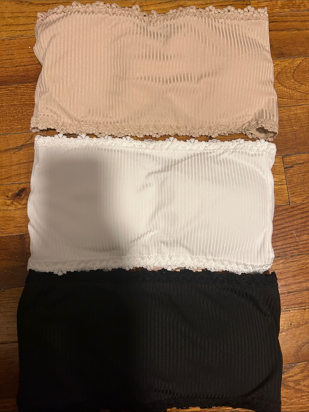 Seamless Ribbed Lace-Trim Tube Top for Kids - Nude, White, Black